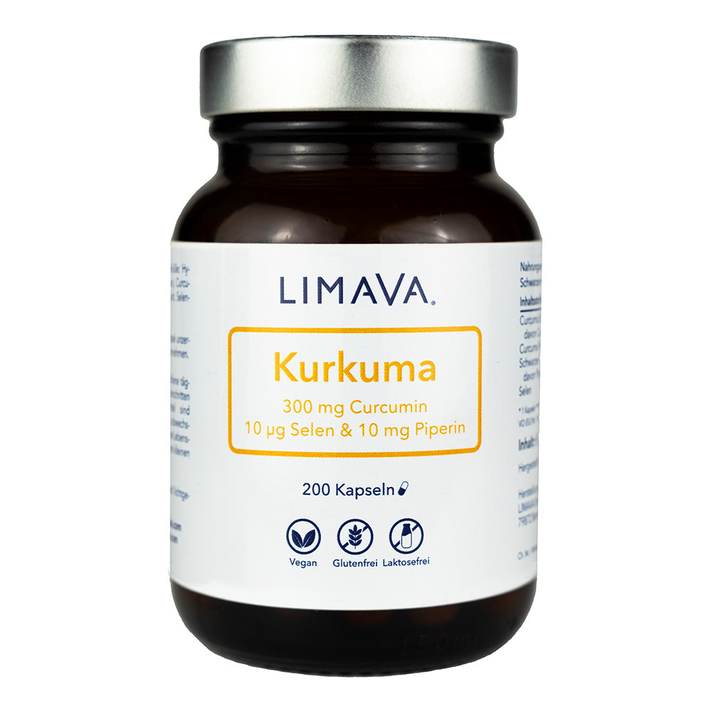 Kurkuma Kapseln mit 300mg Curcumin + Selen + Piperin (200 Kapseln)