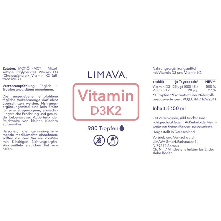 Vorbestellen: Vitamin D3K2 Tropfen 50ml